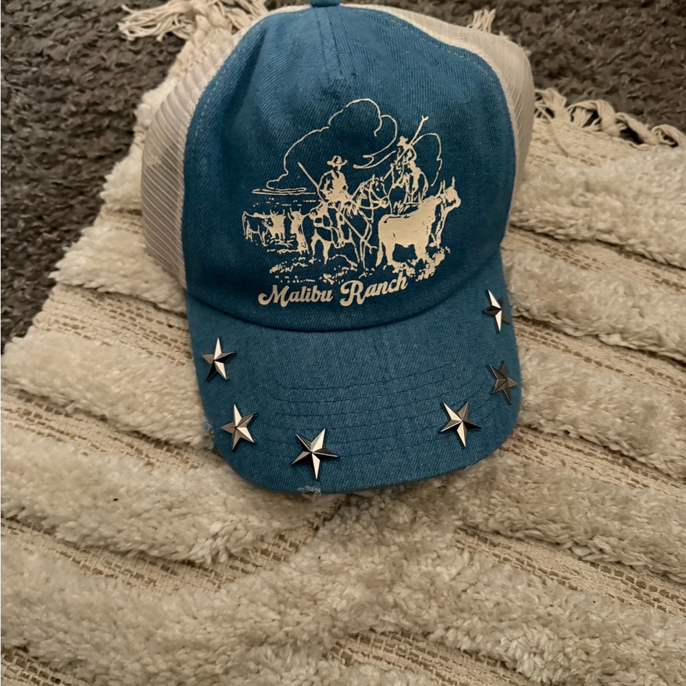 Blue Malibu Ranch Trucker Hat with Star Accents